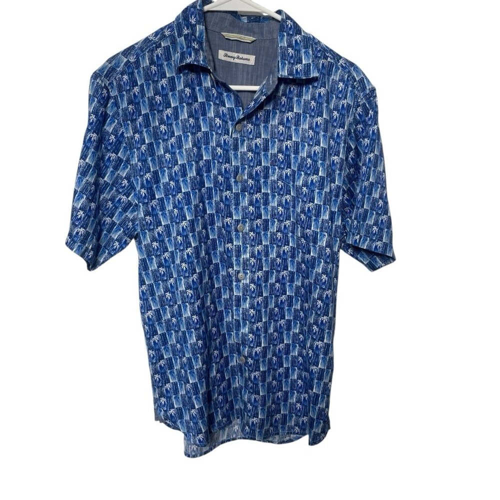 Tommy Bahama Piccolo Palms Camp Shirt Men S Blue Lyocell Hawaiian Beach
